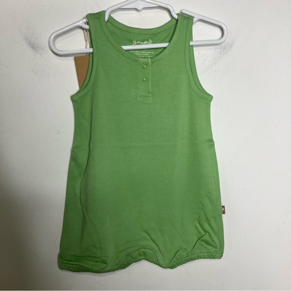 Goumi quick change romper artichoke green kid size 6-12 mo bamboo organic cotton - Picture 1 of 6